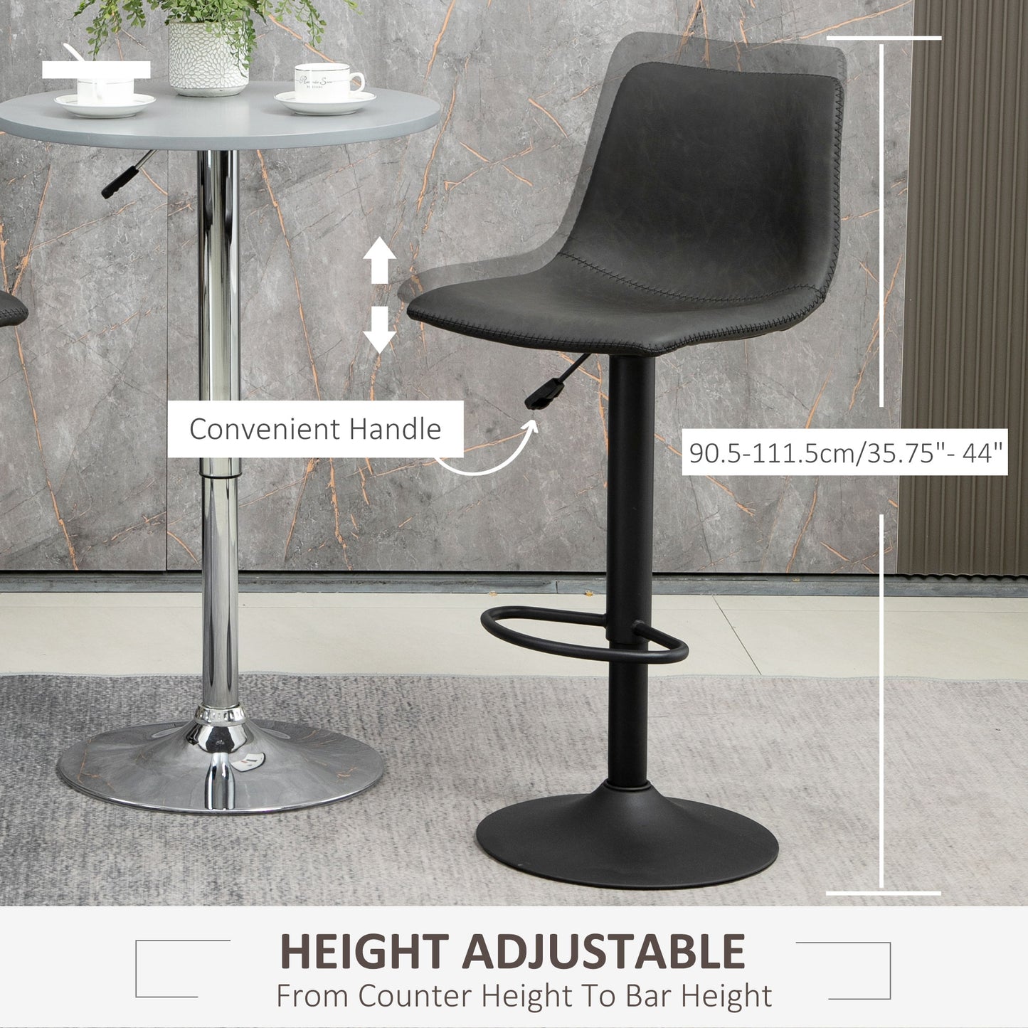 Adjustable Counter Height Bar Stools Set of 2, 360° Swivel Kitchen Counter Stools