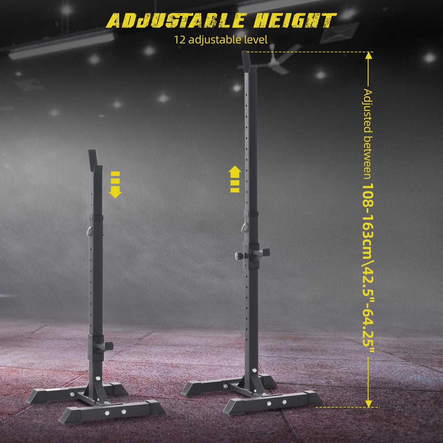 Adjustable Stable Power Squat Stand Portable 2 Bars Barbell Holder Weight Rack Black