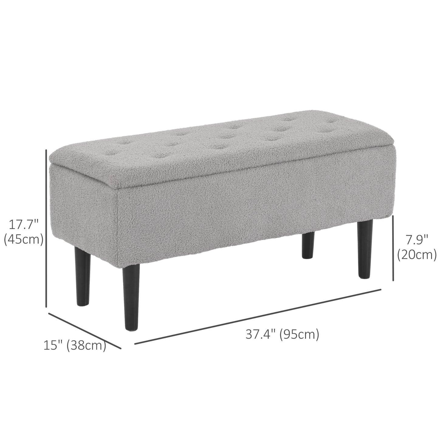 Modern Storage Bench, Ottoman with Storage and Lamb's Wool Upholstery