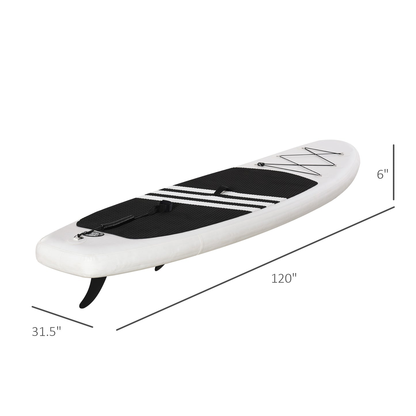 10' x 32" x 6" Inflatable Stand Up Paddle Board with ISUP Accessories, Carry Bag, Non-Slip Deck, Adj Paddle, Pump, Leash for Adults Kids, Black and White