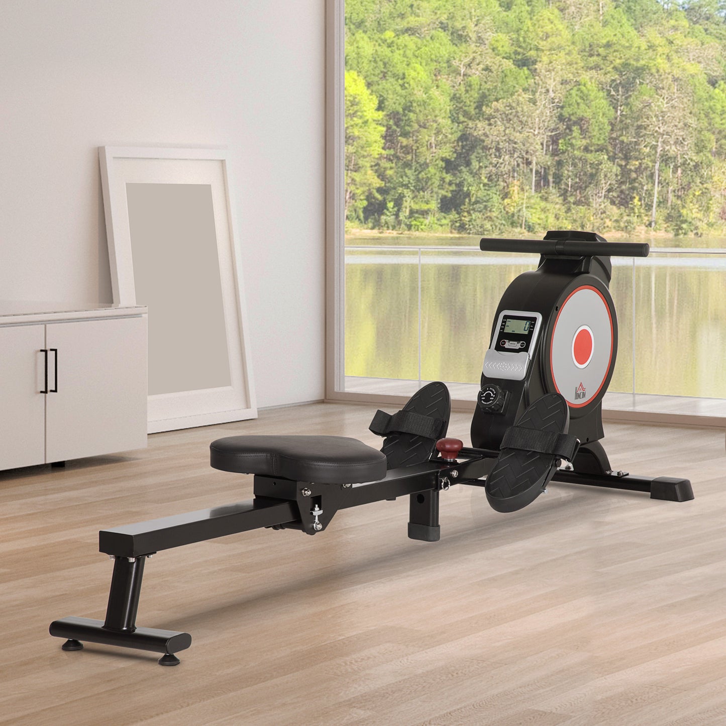 Magnetic Rowing Machine, Foldable Rower with 8 Level Resistance, Digital Monitor & Transport Wheels for Home Gym