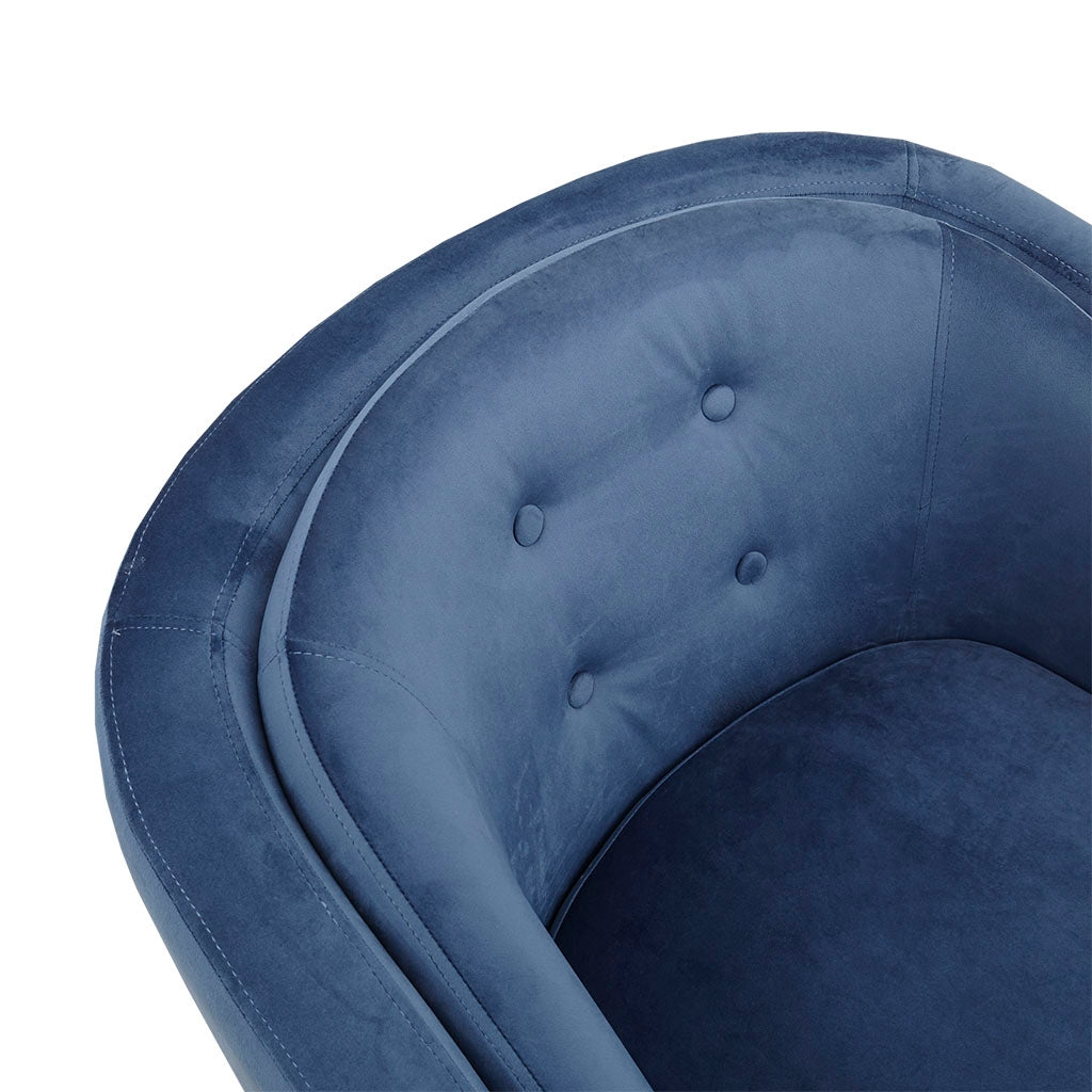 Tufted Mid-Centruy Barrel Accent Chair, Blue Velvet