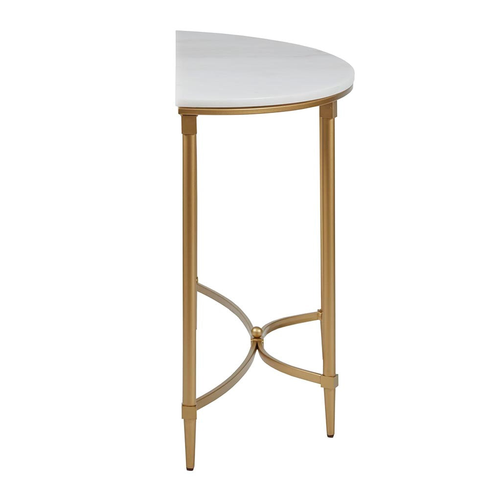 White Marble Tabletop Consol Table with Gold Base