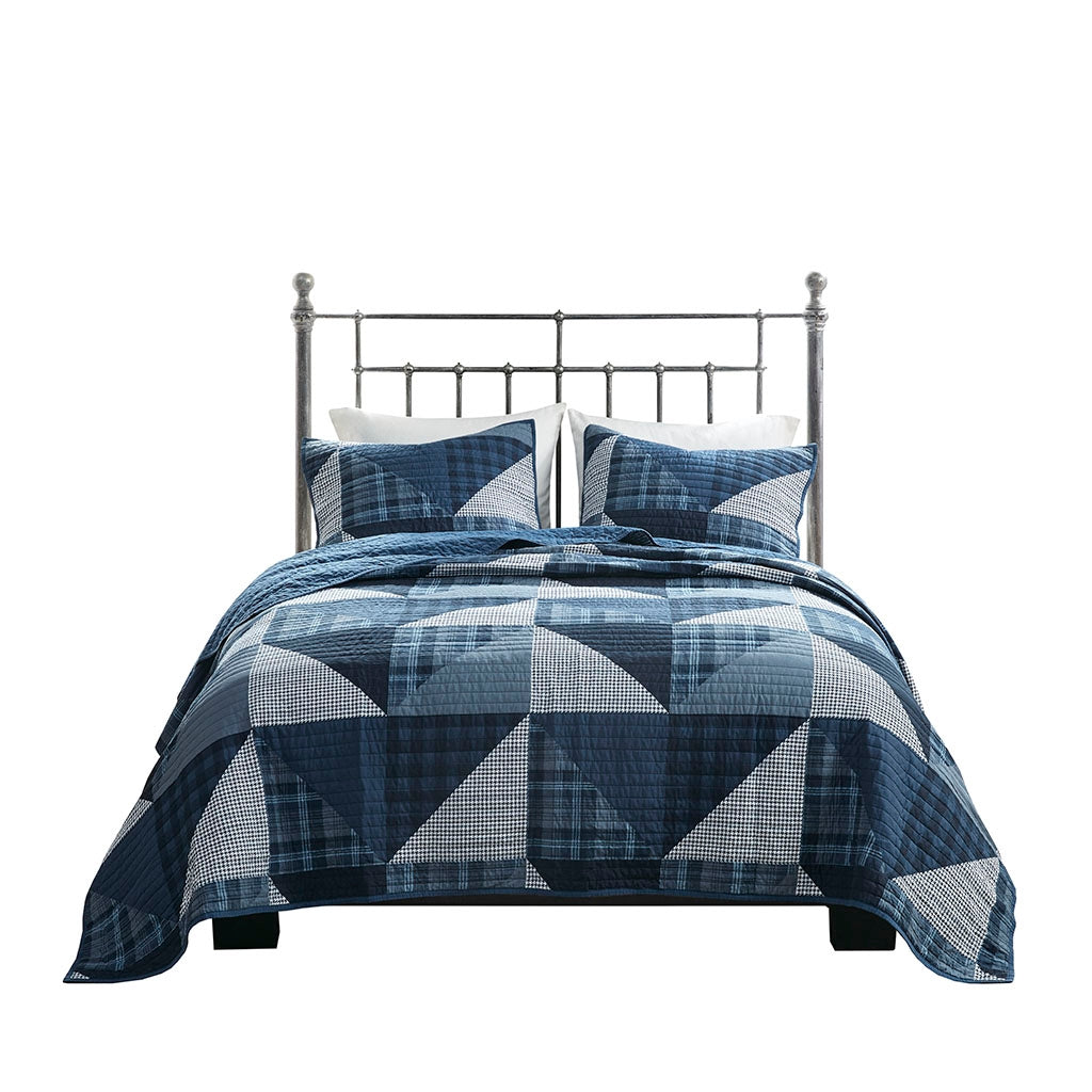 Cottage Oversize 3-Piece Quilt Set, Blue