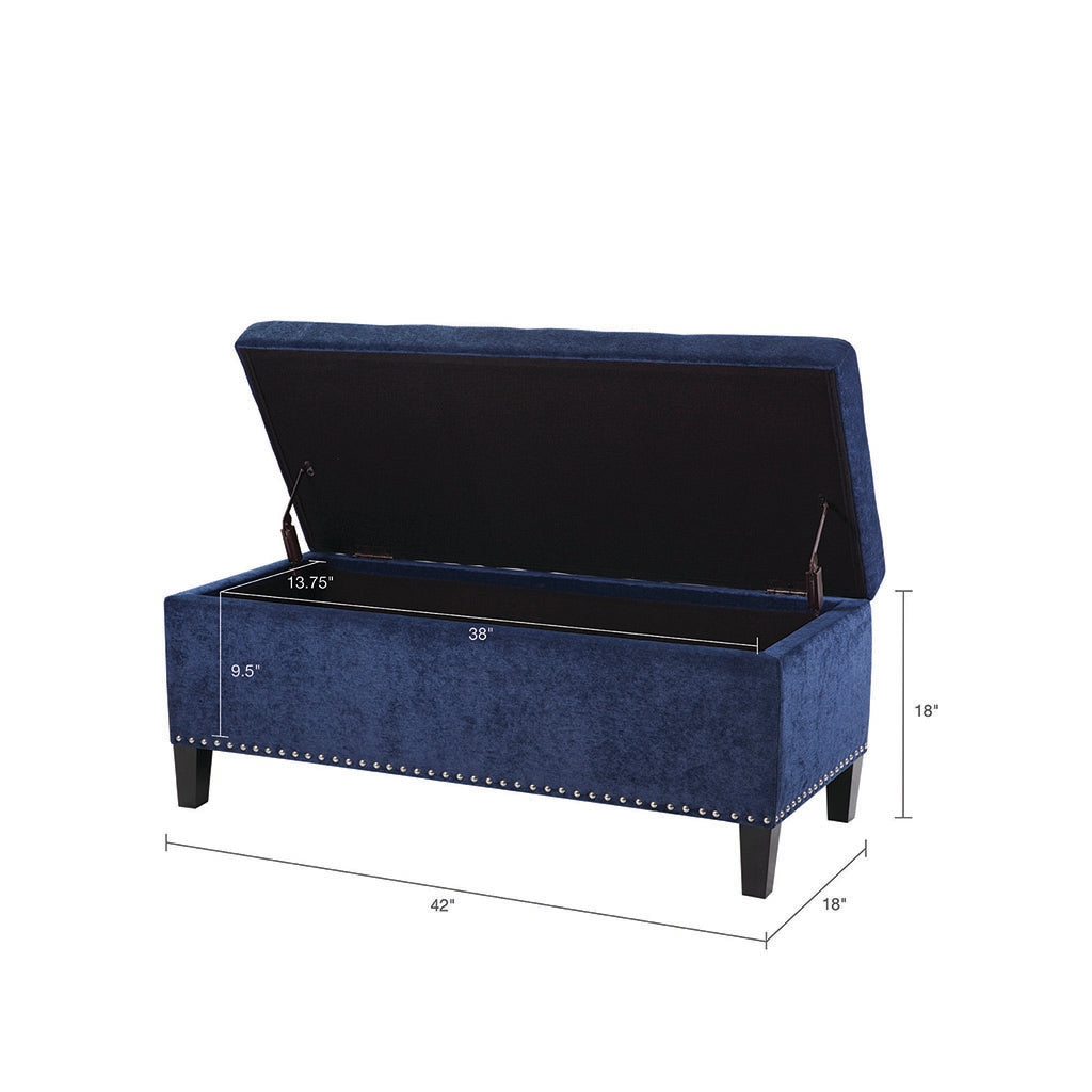 Upholstered Storage Bench, Blue