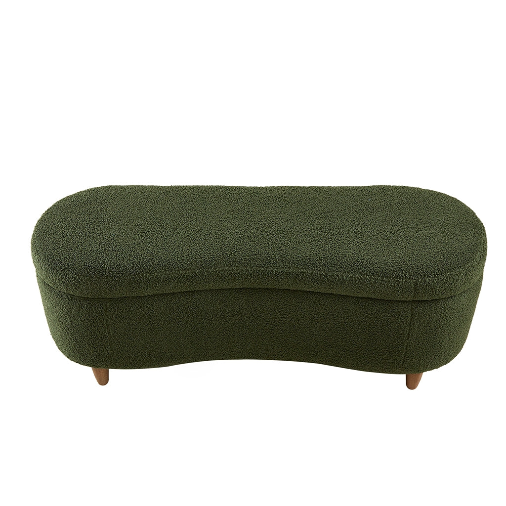 48"W Boucle Flip Top Storage Bench, Green