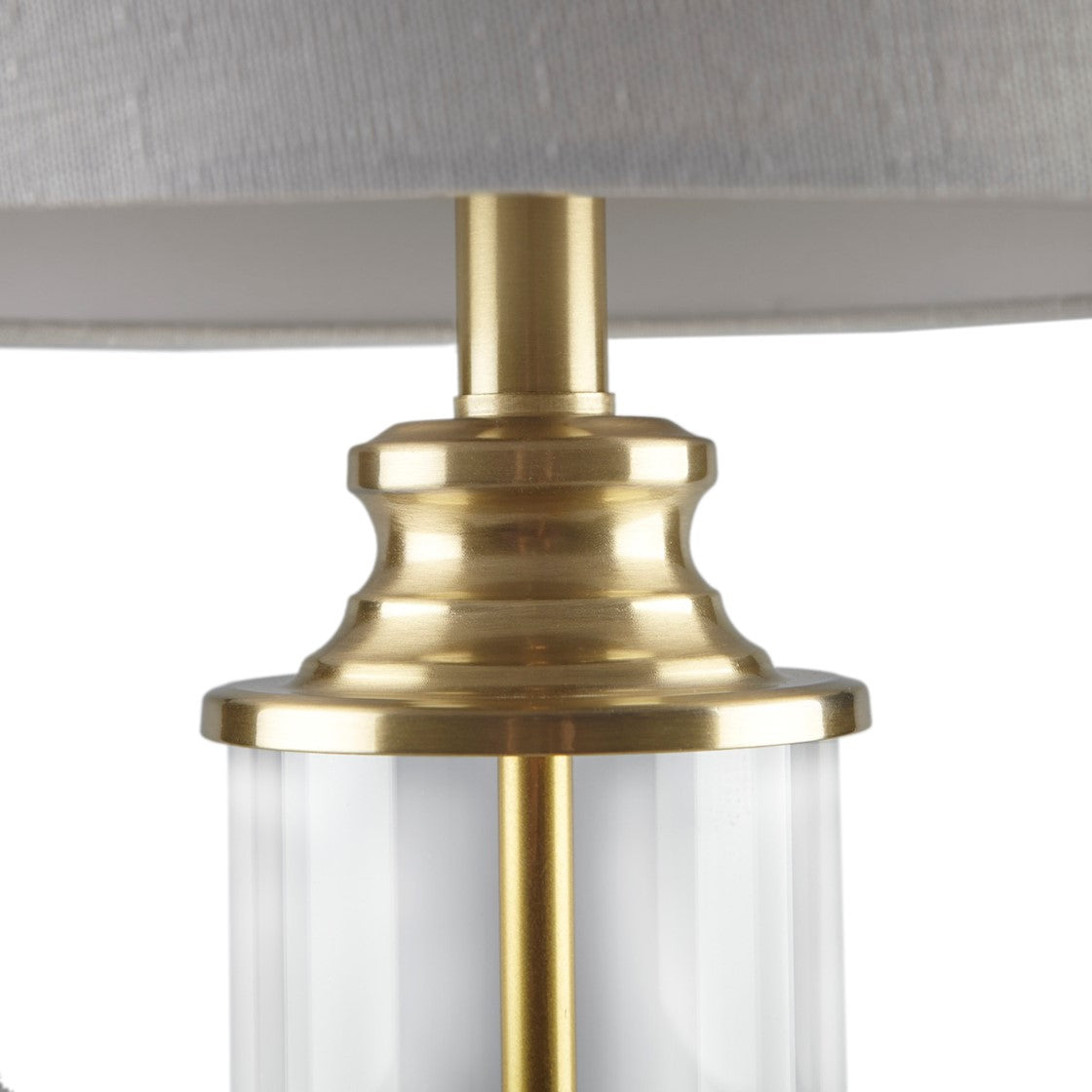 Set of 2 Clear Glass Base Table Lamp, Gold