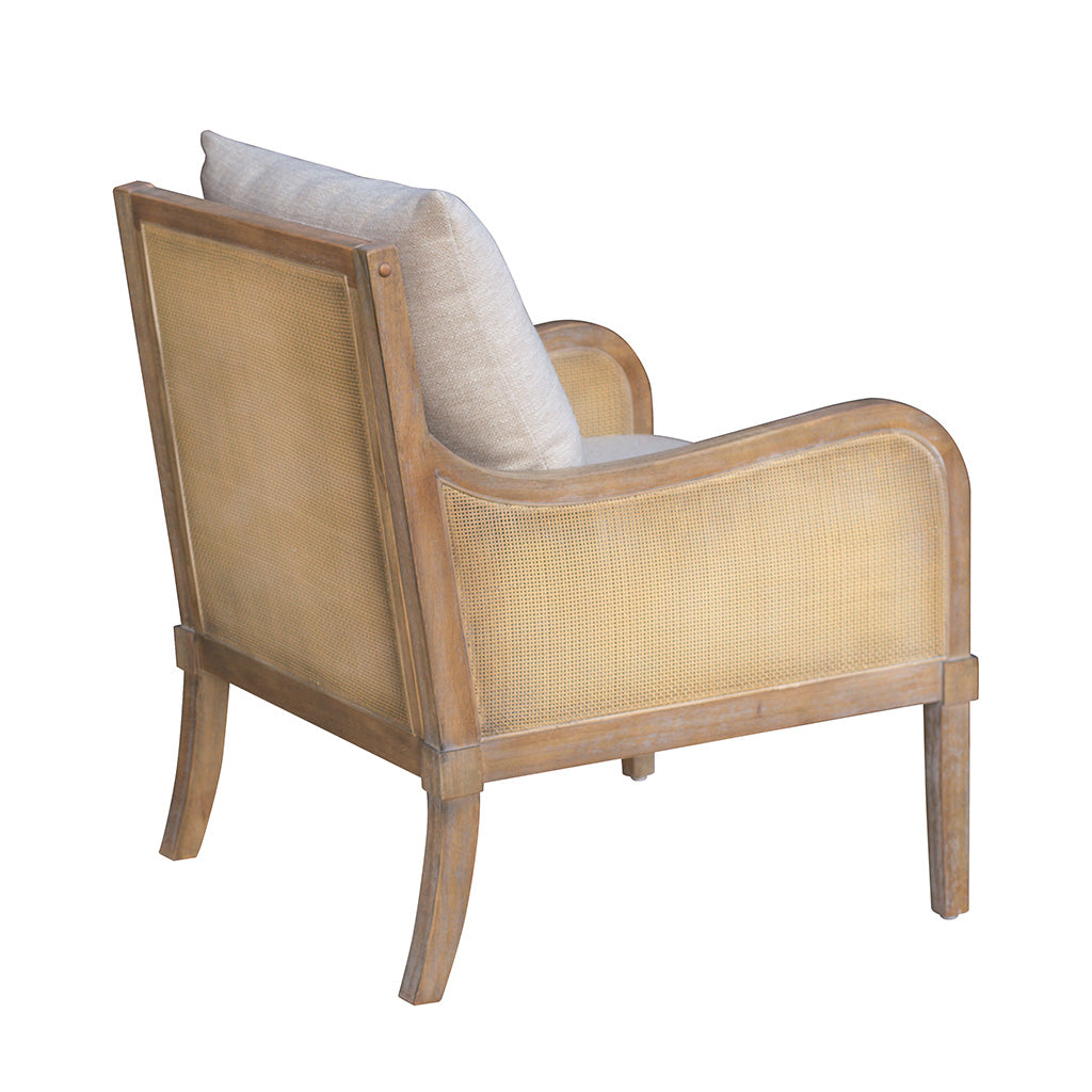 Cane Accent Chair with Removable Back Cushion