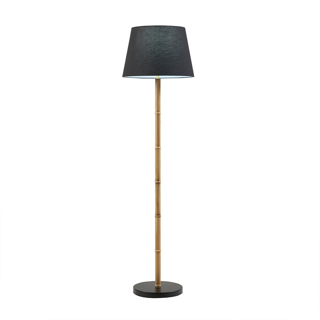 Coastal Metal Bamboo Black Floor Lamp 59.5"H