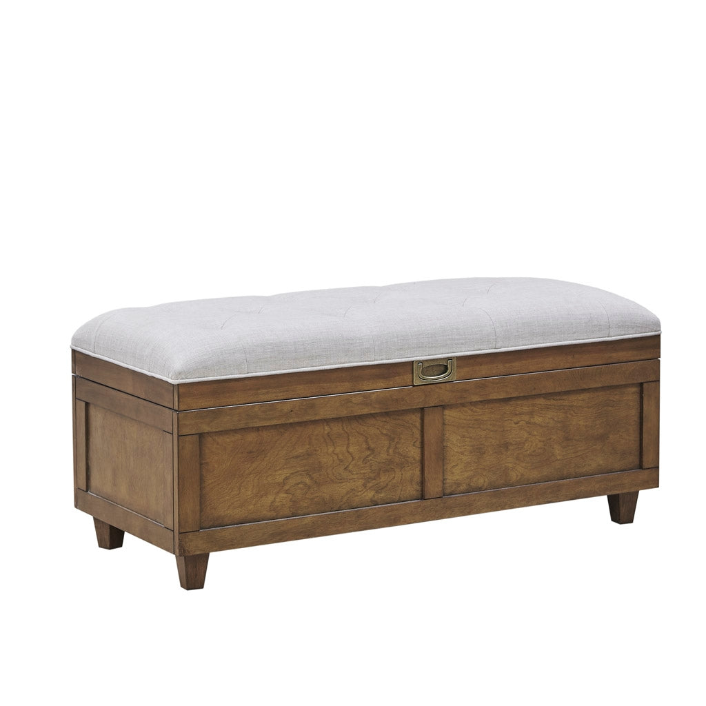 Wood Storage Bench with Brass Handle