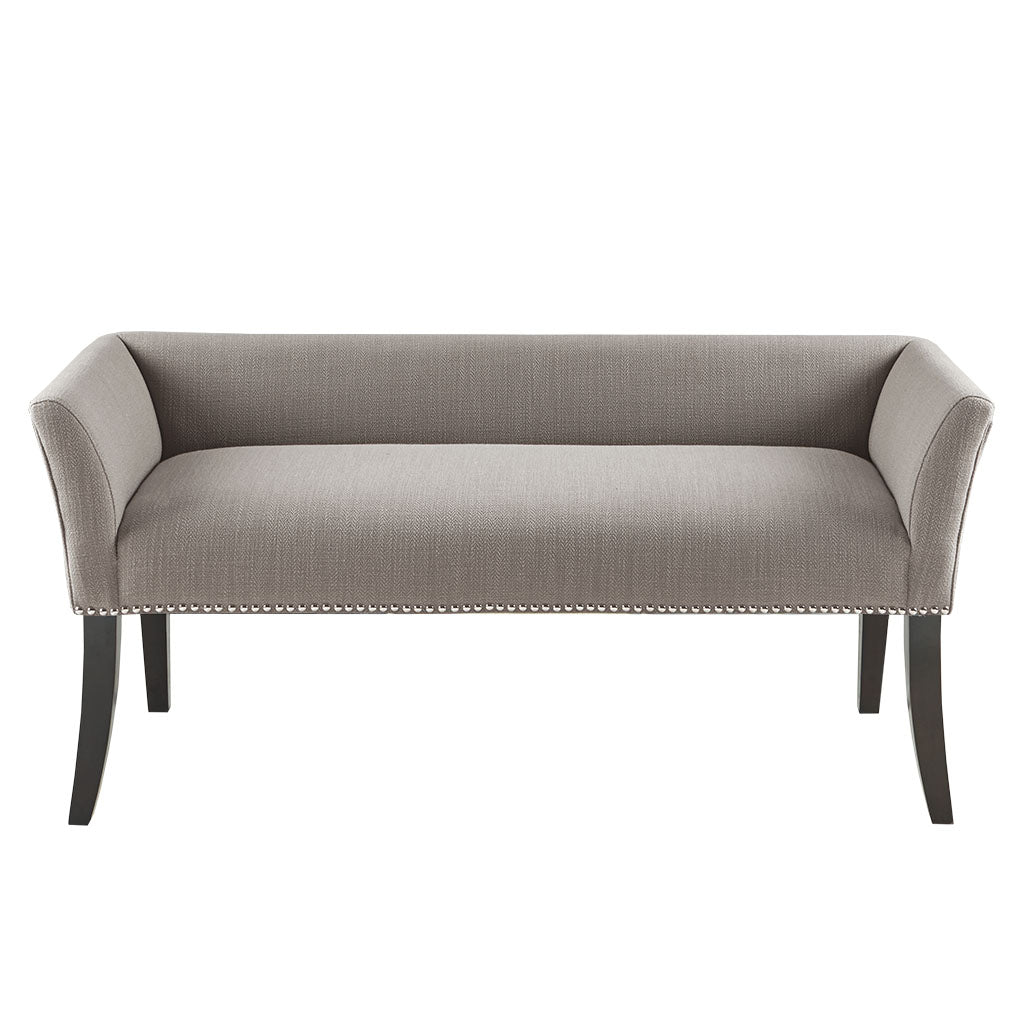 Flared Low Arm Low Back Accent Bench Chair, Grey