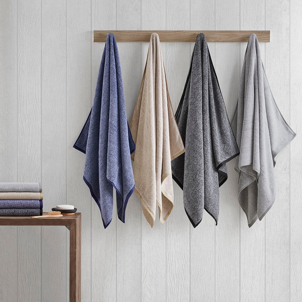 100% Cotton Dobby Yarn Dyed 6-Piece Bath Towels GREY