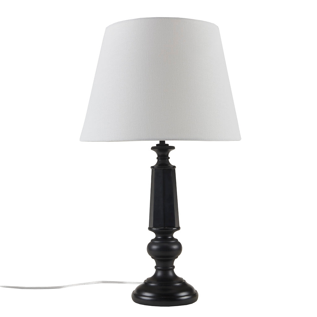 Classic Sculptural Pedestal Resin Table Lamp, Black