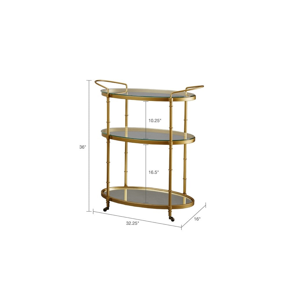 Classic Gold Framed 3-Tier Bar Cart Decoration