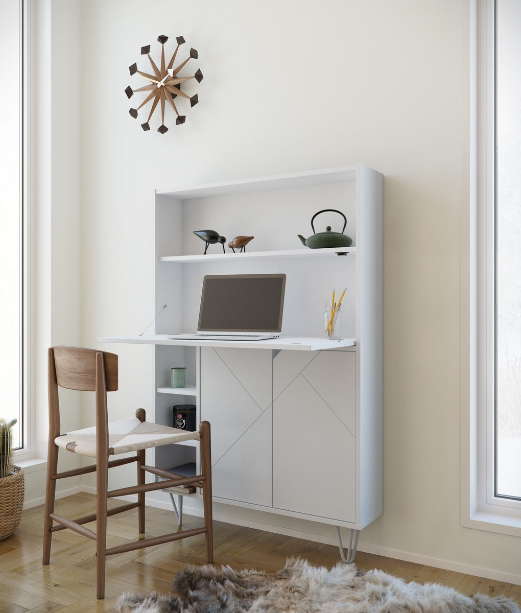 Nexera Slim Secretary Desk /Social Bar, White