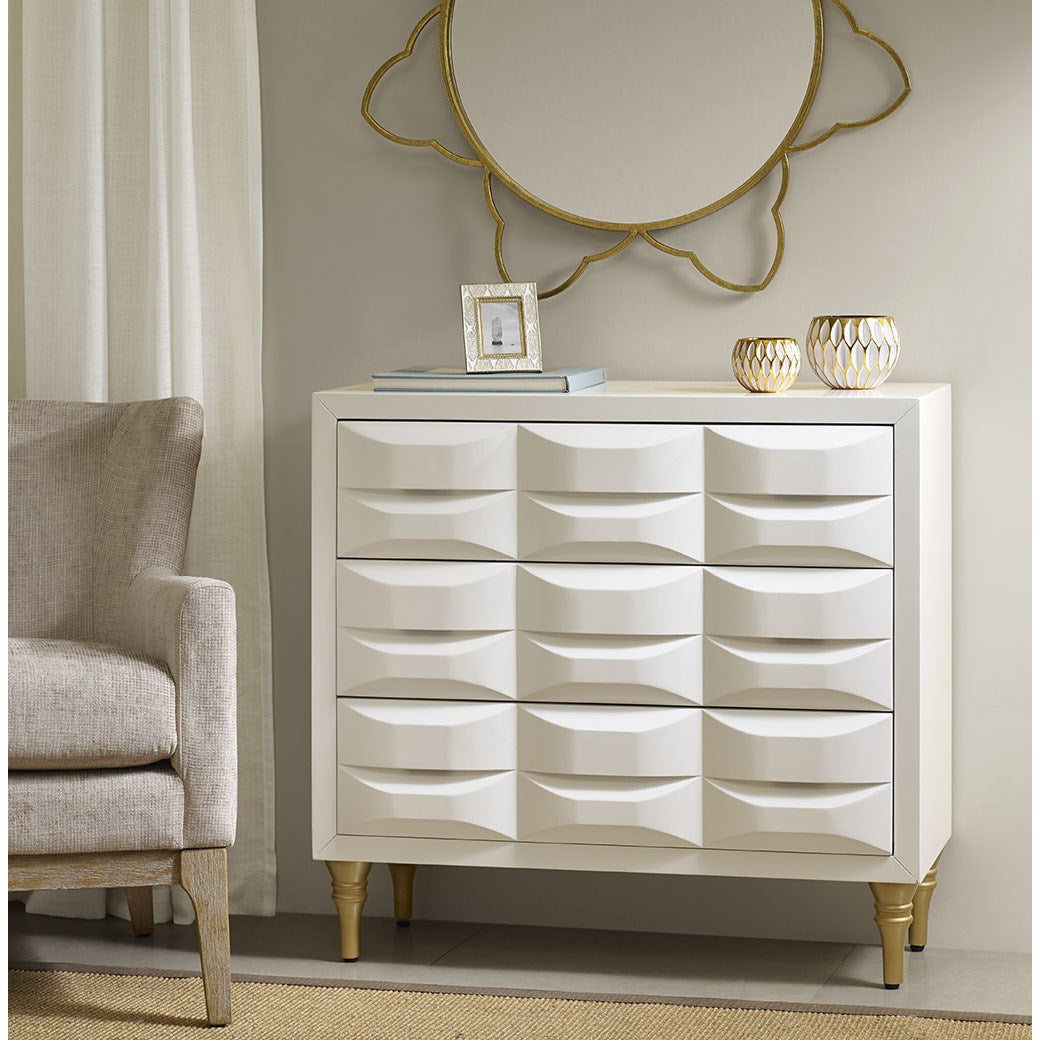 Gloss Wood Finish 3-Drawer Chest, White