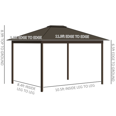 10' x 12' Outdoor Hardtop Gazebo Metal Roof Patio Gazebo with Aluminum Frame, Mesh Nettings, Curtains and Roomy Interior Space, Beige