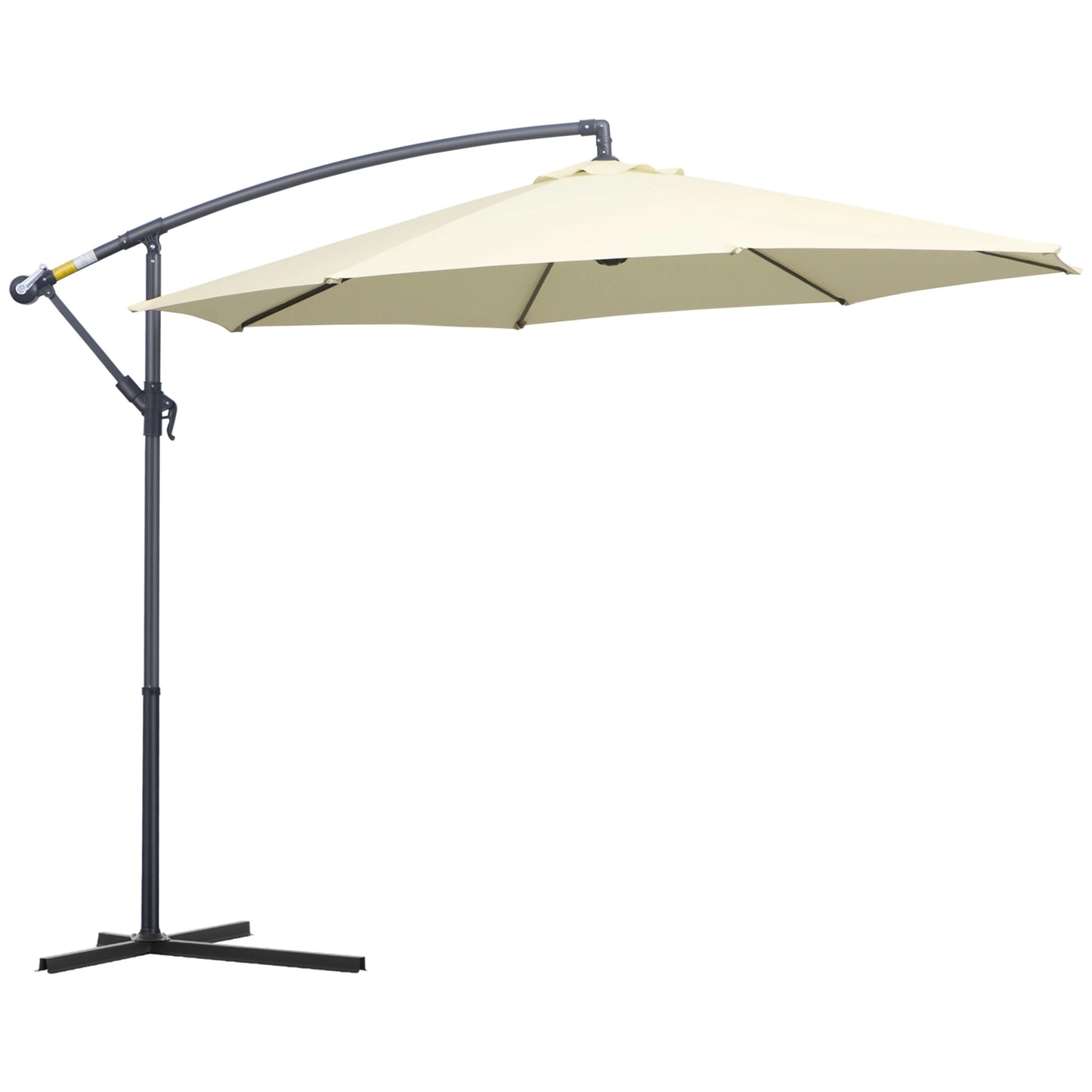 10" Deluxe Cantilever Umbrella with Hanging Offset Sunshade Crank Cross Base in Beige