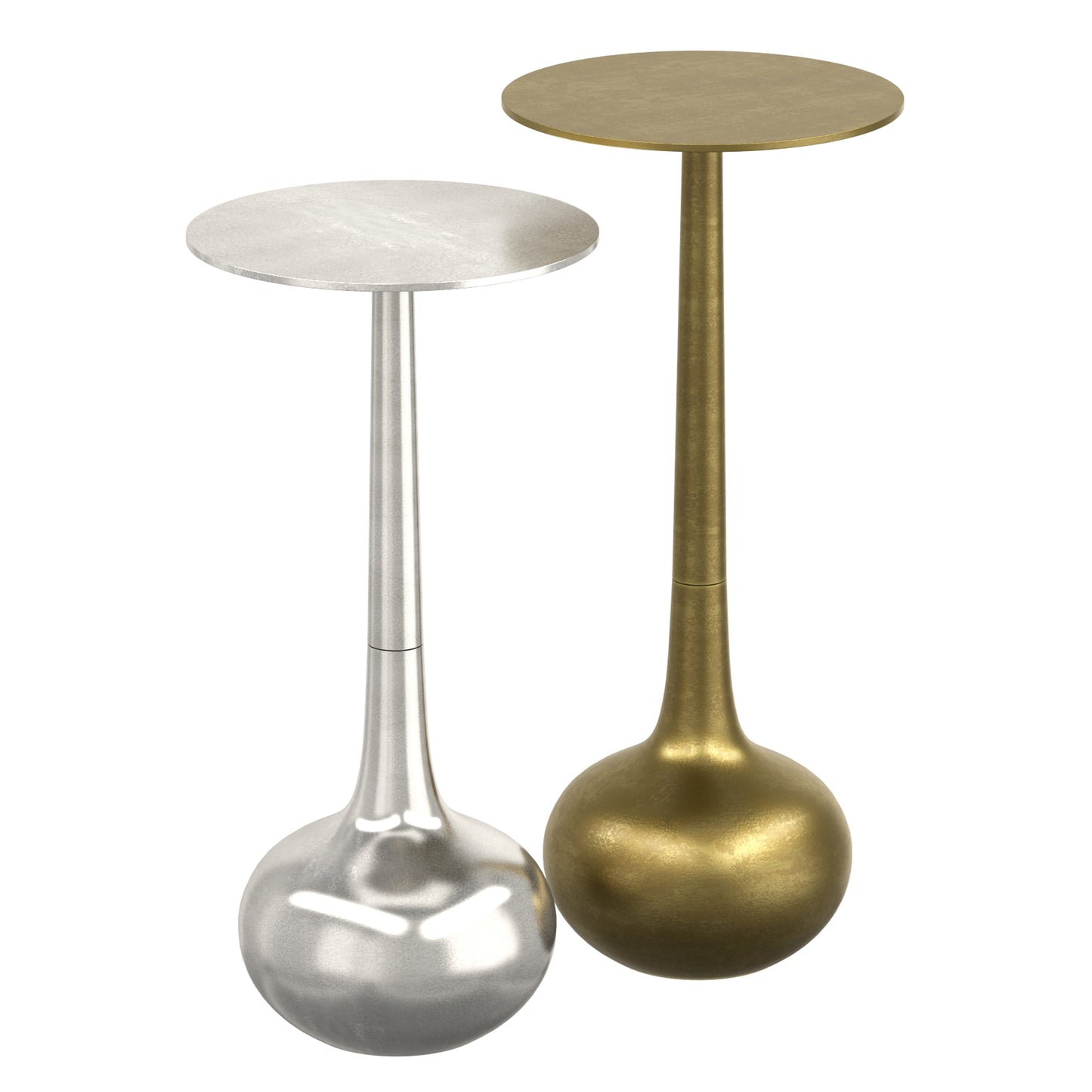 2pc Accent Table Set in Antique Gold and Silver
