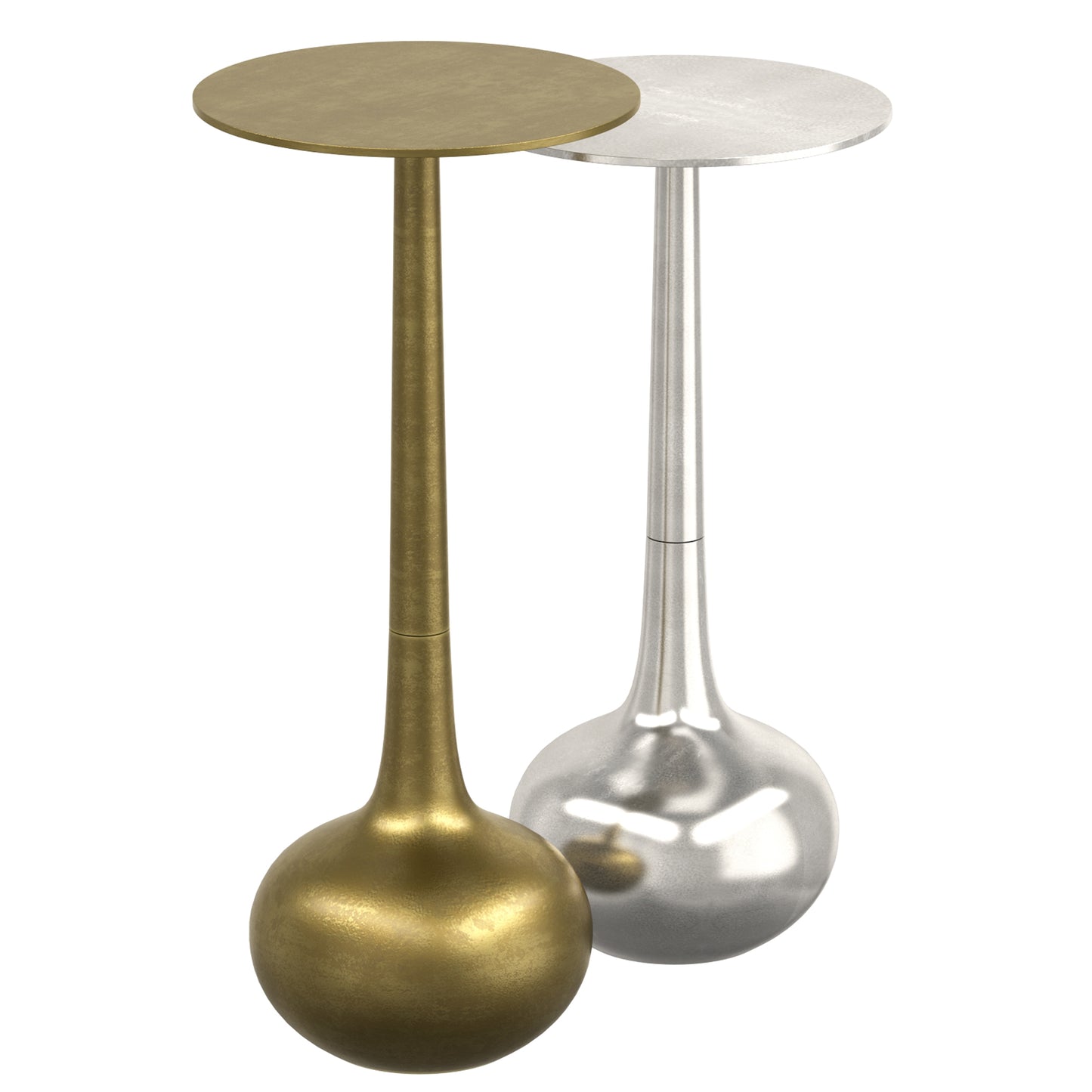 2pc Accent Table Set in Antique Gold and Silver