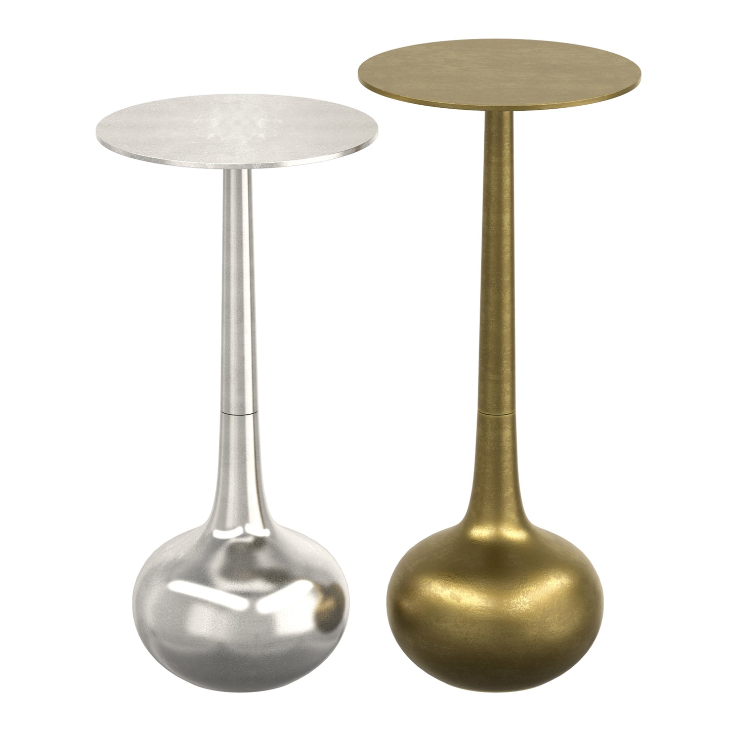 2pc Accent Table Set in Antique Gold and Silver