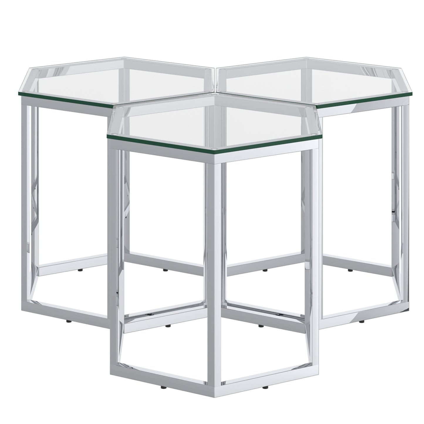 Fleur 3pc Accent Table Set in Silver