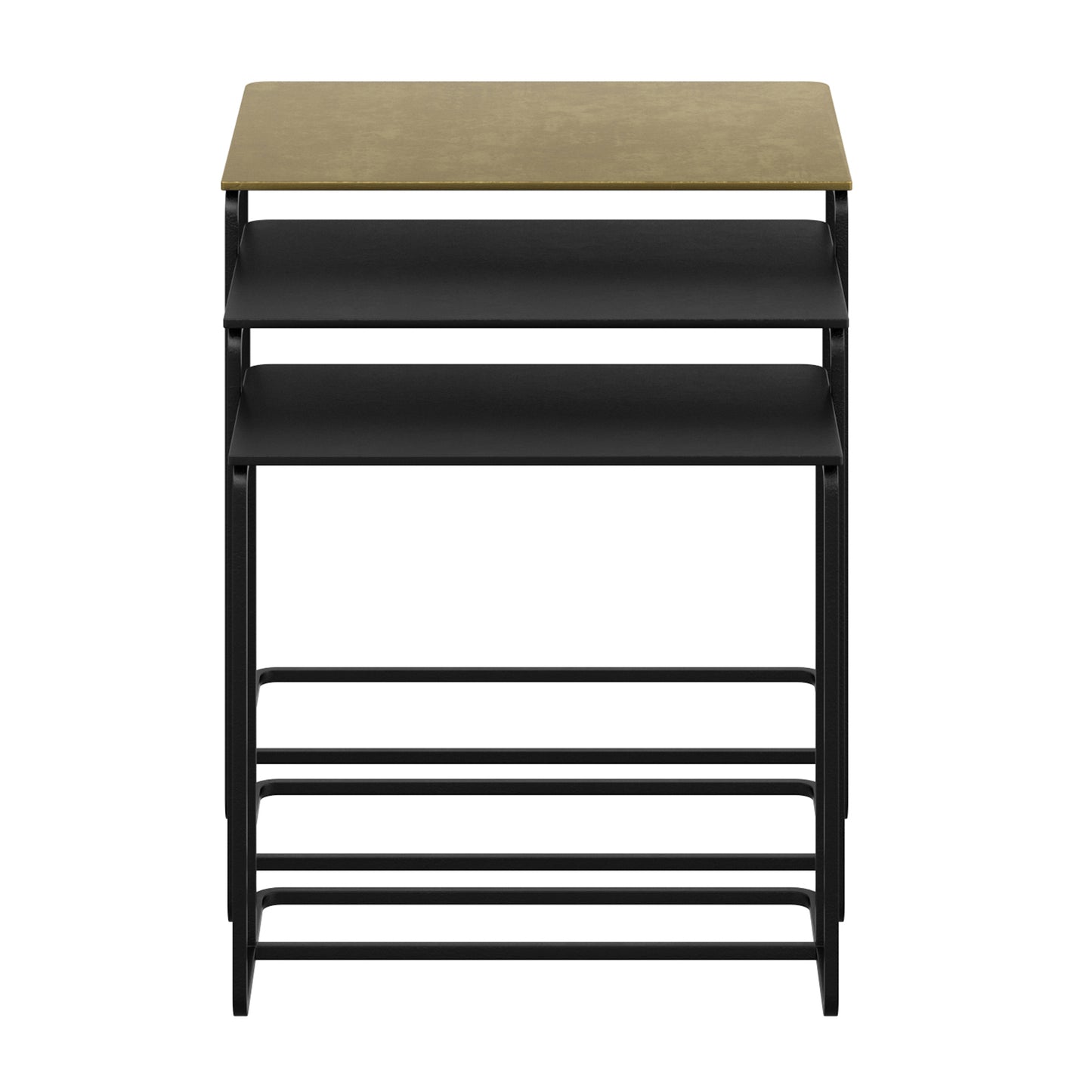 3pc Accent Table Set in Antique Gold and Black