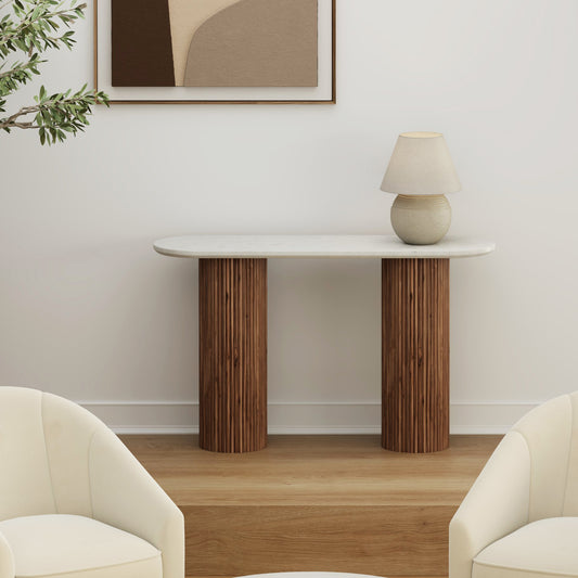 Jilsa Console Table in Walnut & White