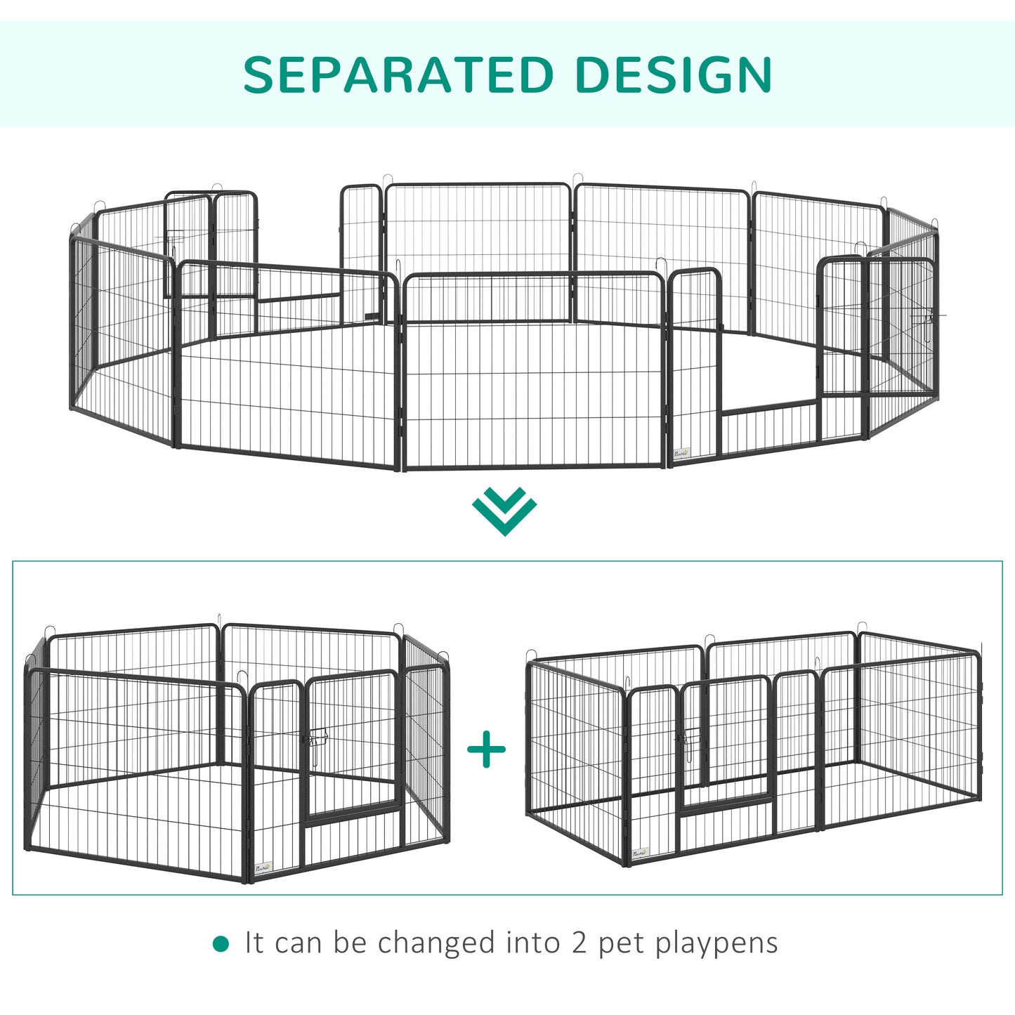 Dog Pen with Gate, 12 Metal Panels Puppy Playpen, Portable Dog Fence Outdoor Indoor, 24"H