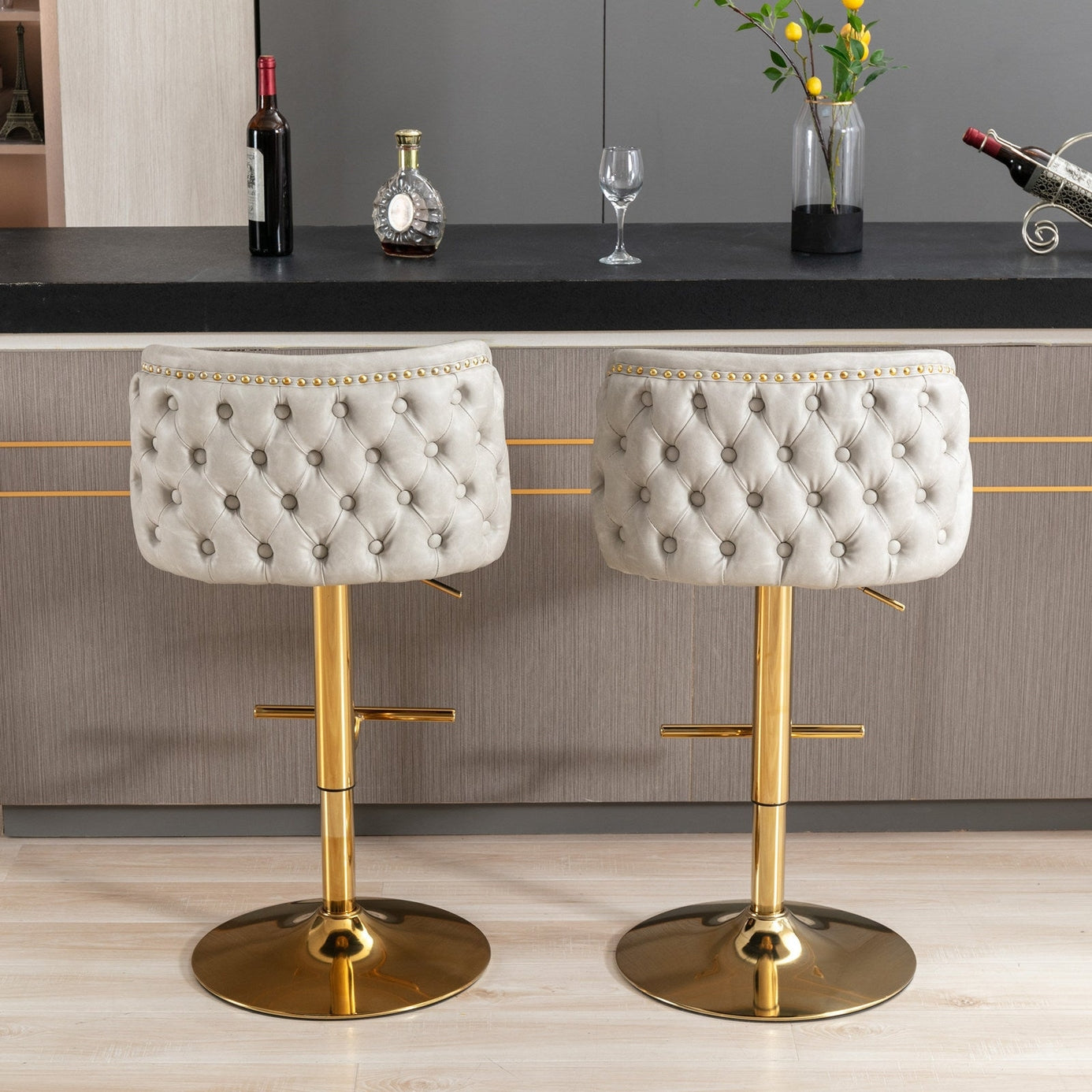 Set of 2 Modern Pu Upholstered Swivel Barstools