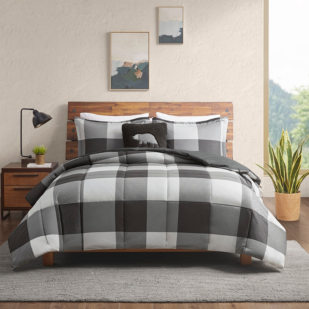 Cabin Down Alternative Comforter Set, Grey Buffalo Check