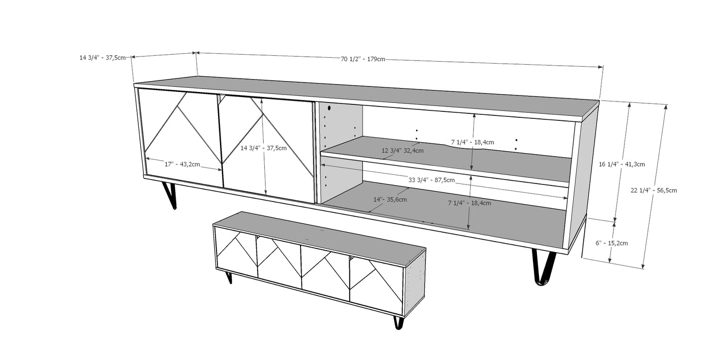 Nexera Slim Tv Stand, 72-inch, Nutmeg and Grey