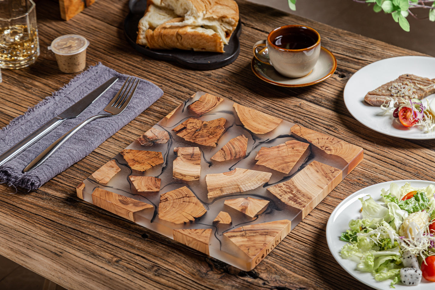 Real Wood Resin Placemat or serve board (24cm, Square) 1 PC 🇬🇧