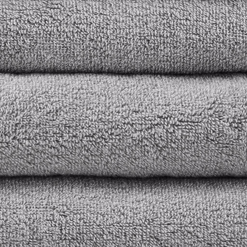 100% Cotton Dobby Yarn Dyed 6-Piece Bath Towels GREY