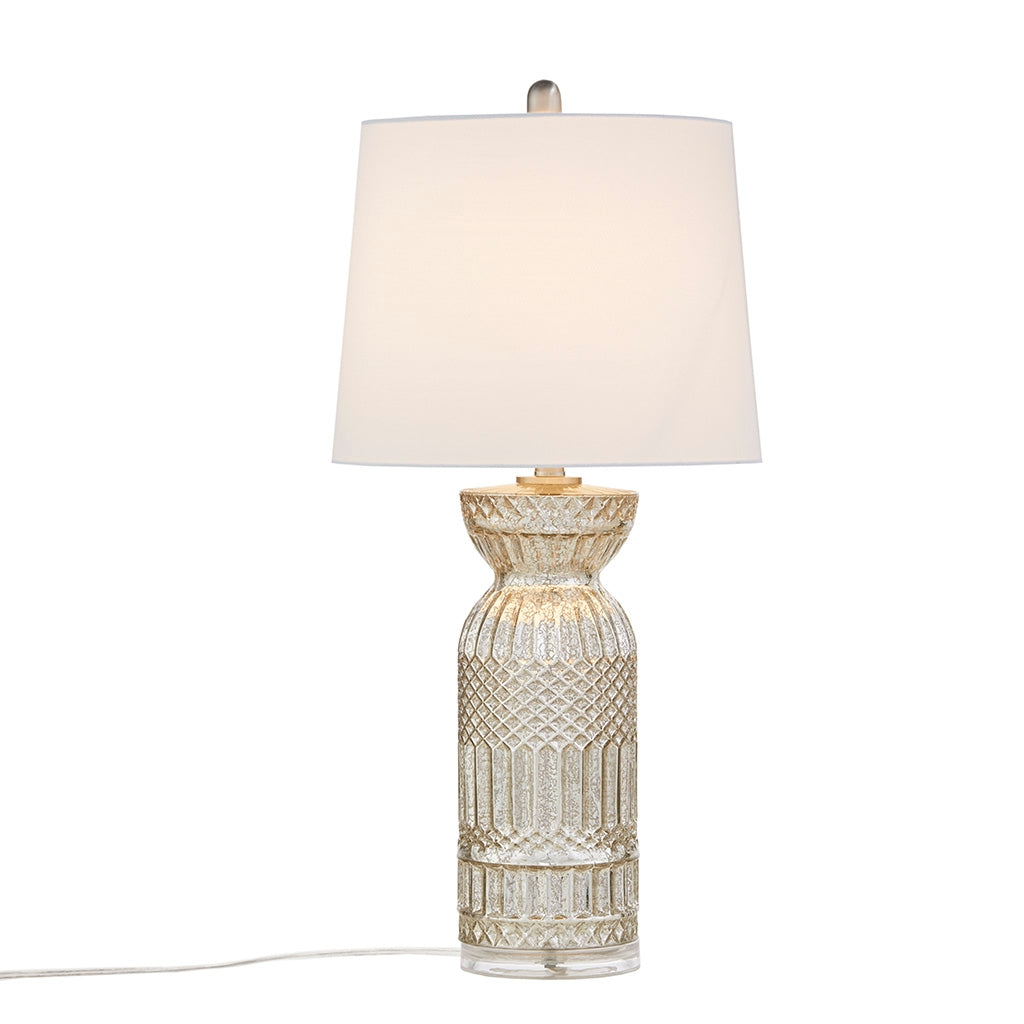 Textured Glass and Acrylic Base Table Lamp, Mercury