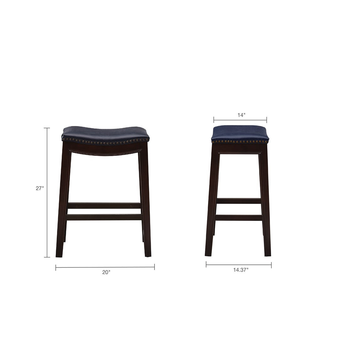 Leather Saddle Counter Stool, Navy Blue