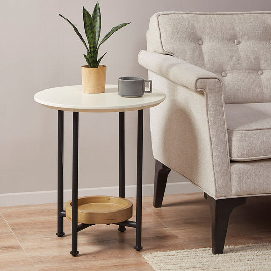 Contemporary Round White Side Table