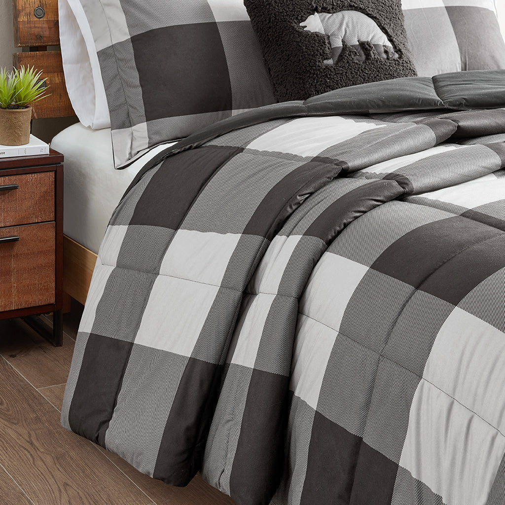 Cabin Down Alternative Comforter Set, Grey Buffalo Check