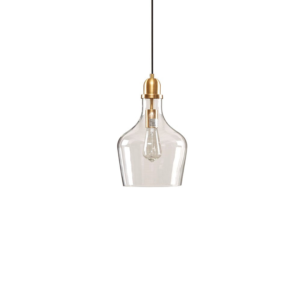 Clear Bell Shape Glass Metal Pendant, Gold