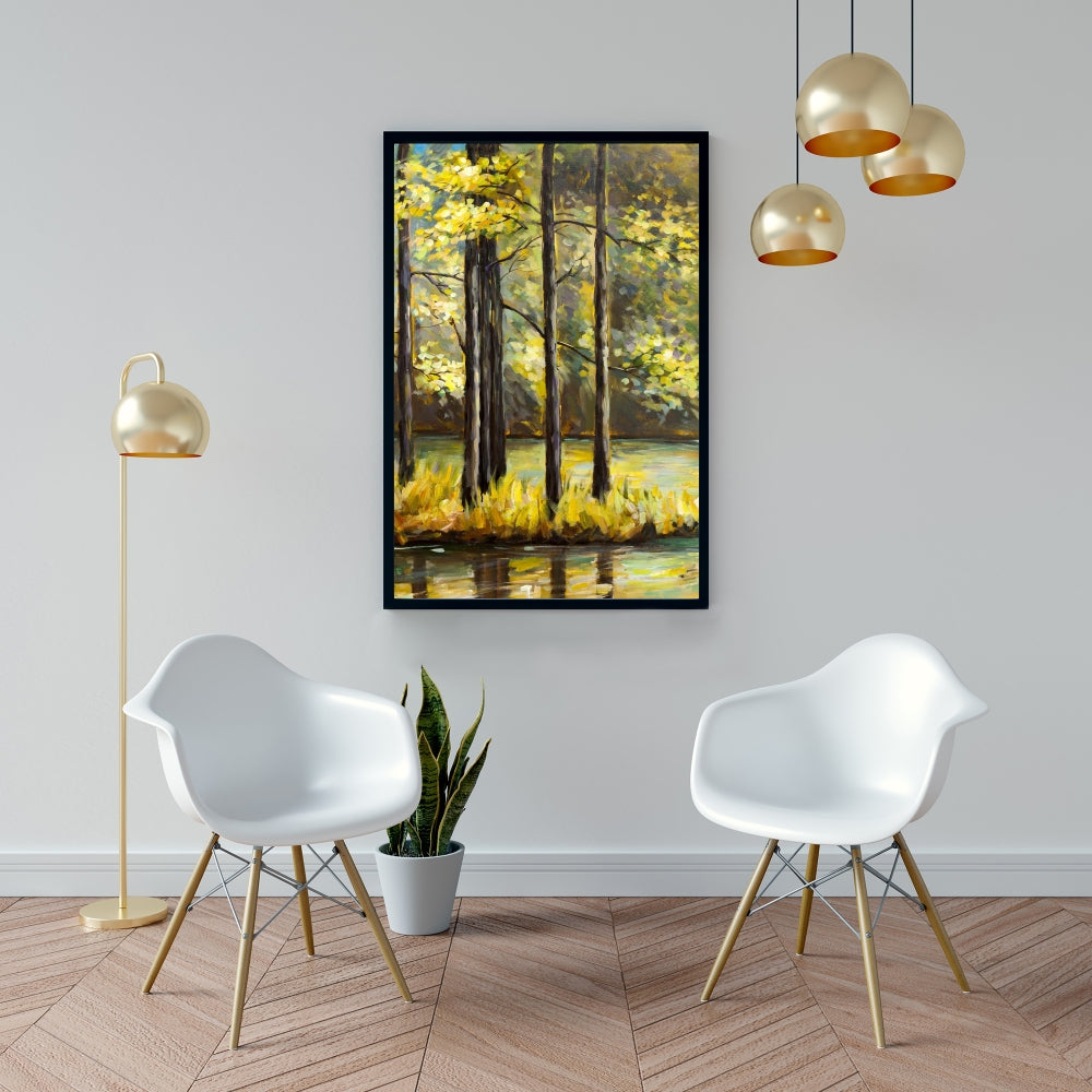 Trees in the Middle of | Framed Print On Canvas 24" X 36"