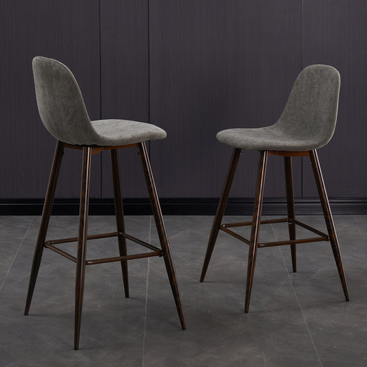 Charlton Counter Upholstery Bar & Counter Stool (Set of 2) DARK GREY TERRY WALNUT METAL