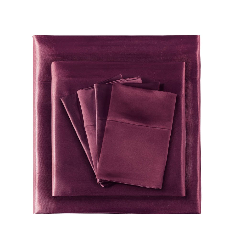 Luxury Satin 6-Piece Sheet Set, Wine