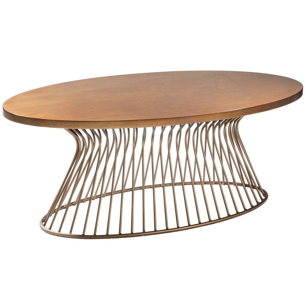 Modern Mid-Century Oval Coffee Table with Wire Base