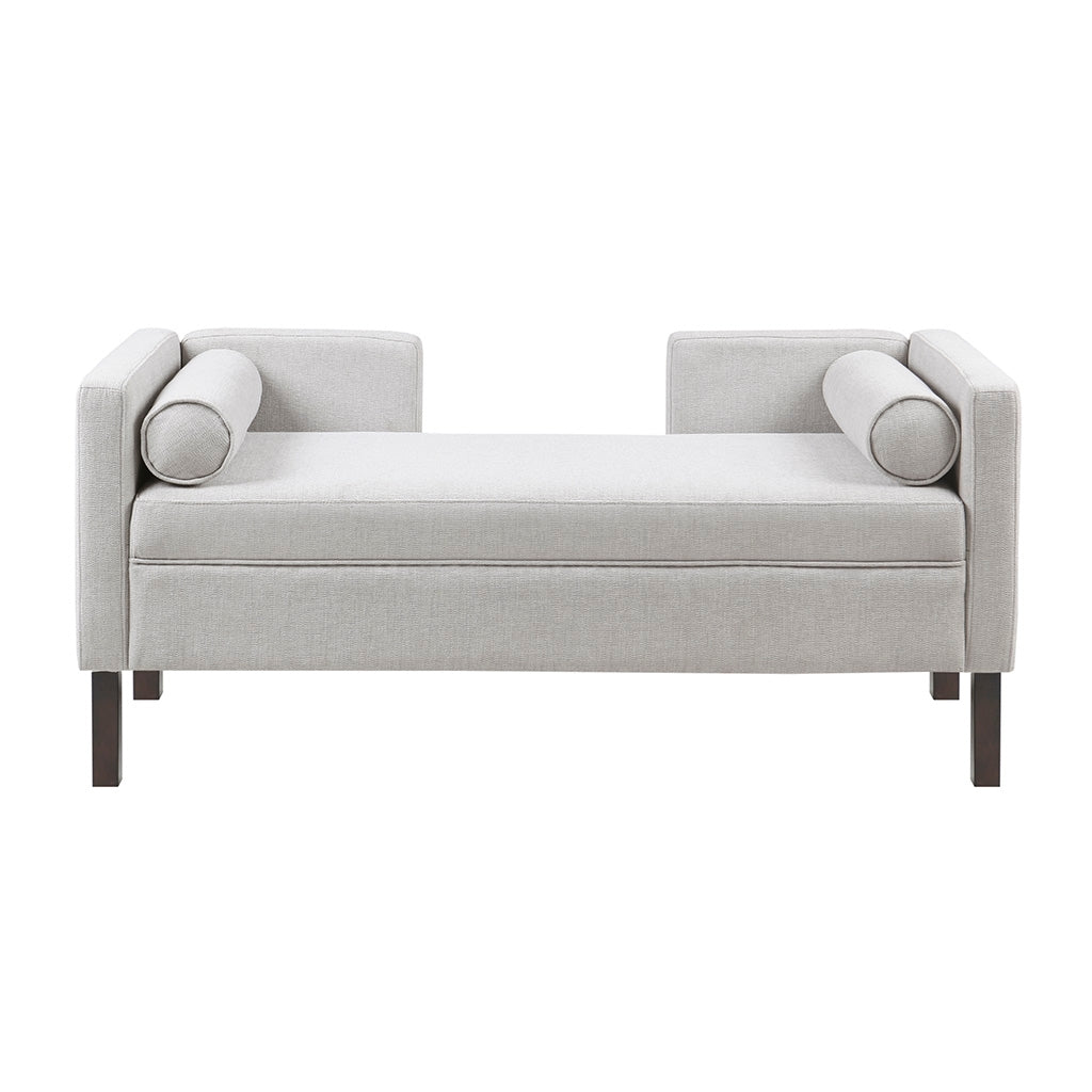 Modern Open Back Upholstered Accent Bench, Grey