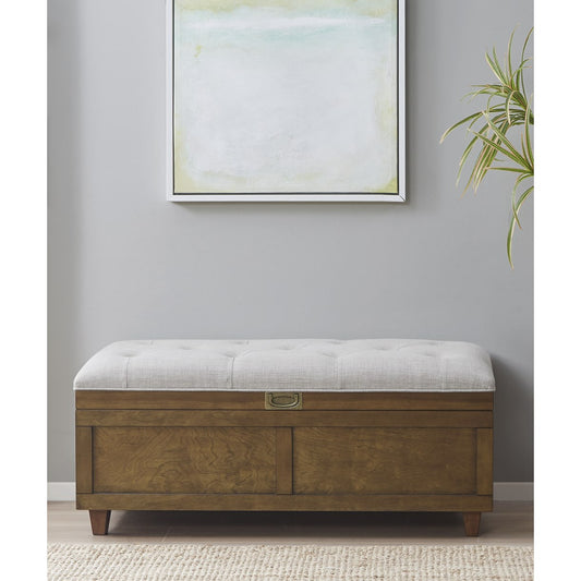 Wood Storage Bench with Brass Handle