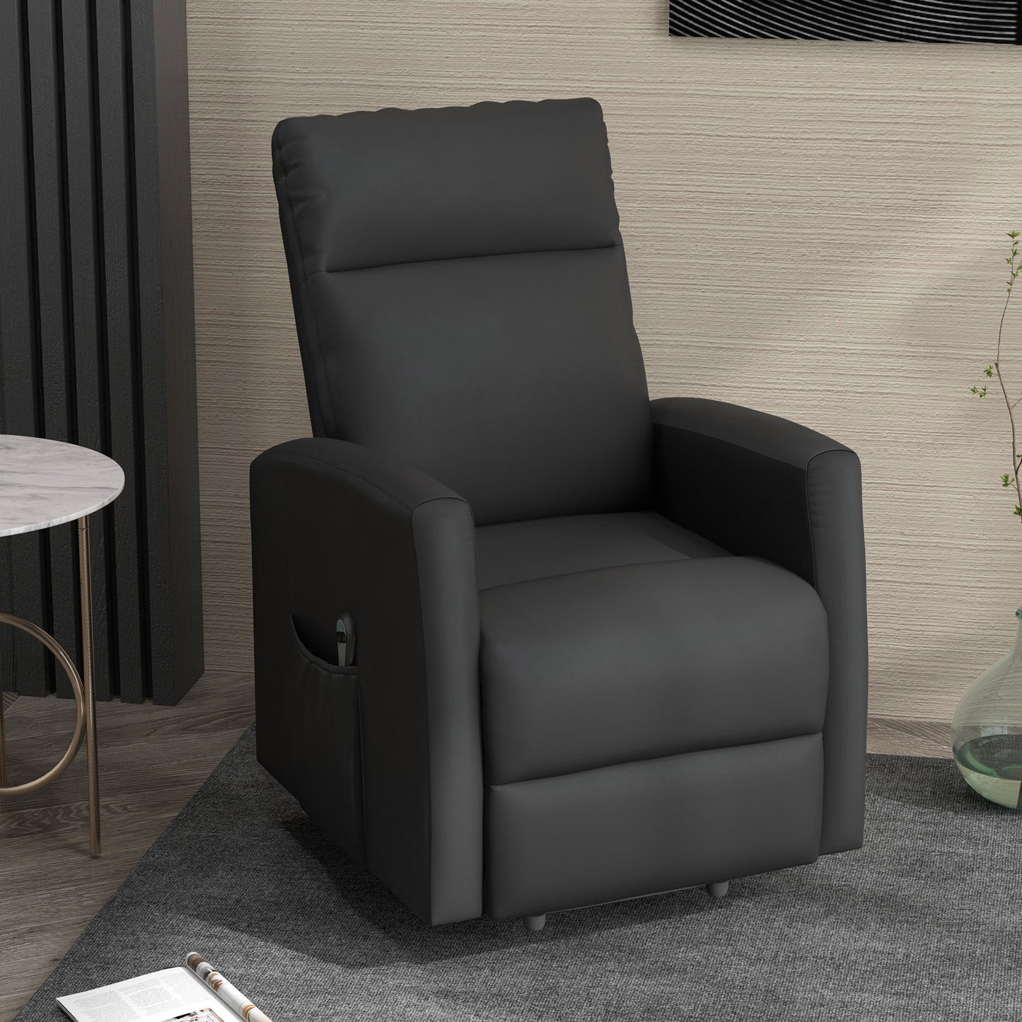 Power Lift Recliner Chair with Remote Control Side Pocket in Grey