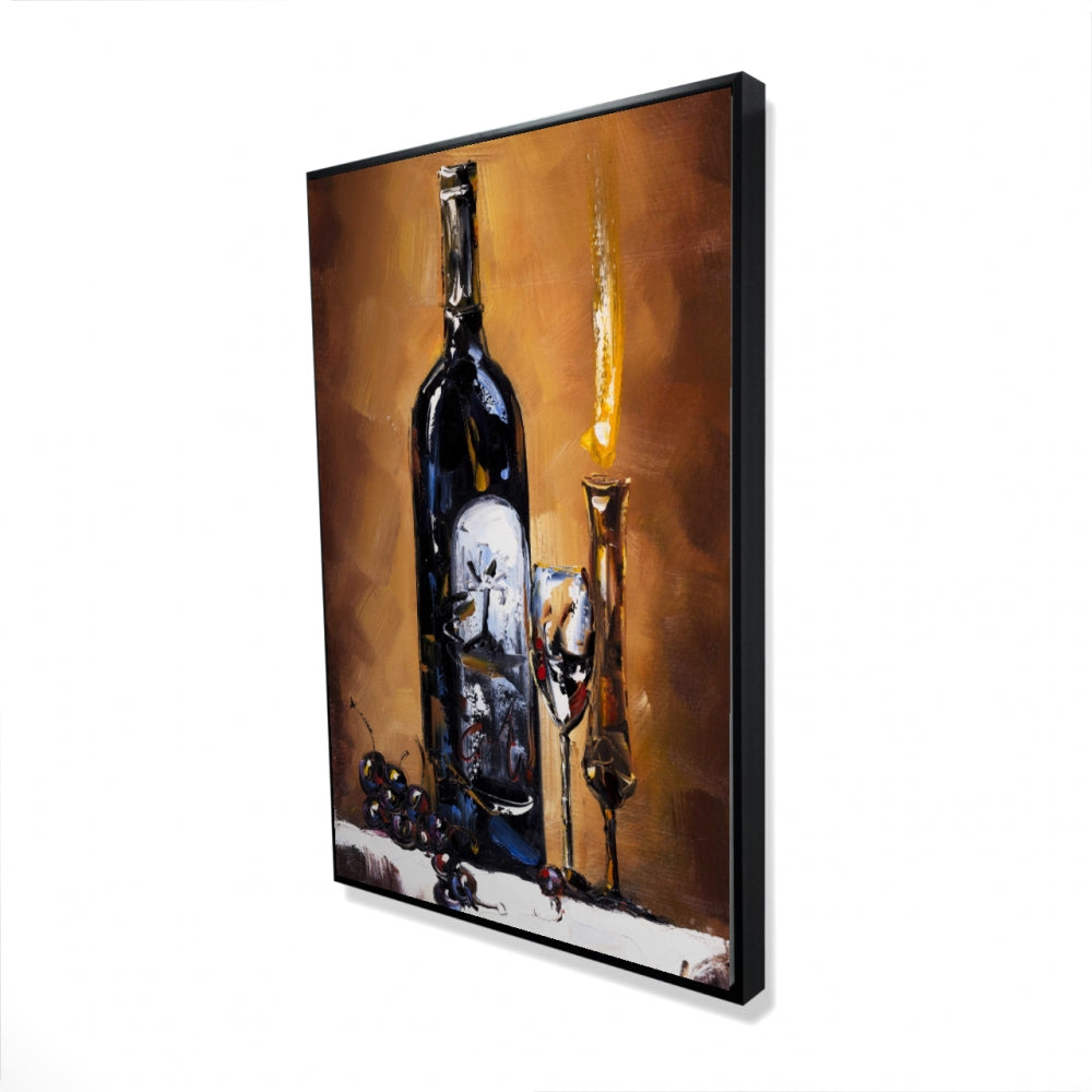 Candlelit Wine | Framed Print On Canvas 24" X 36"