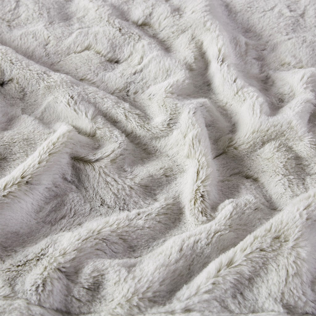 Oversized 60x70" Faux Fur Throw Blanket, Snow Leopard