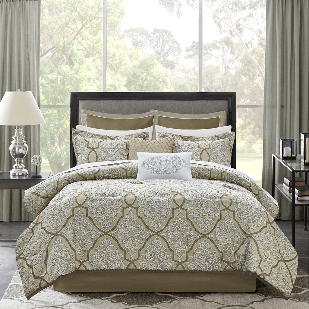 Traditional 12-Piece Complete Bed Set, Gold