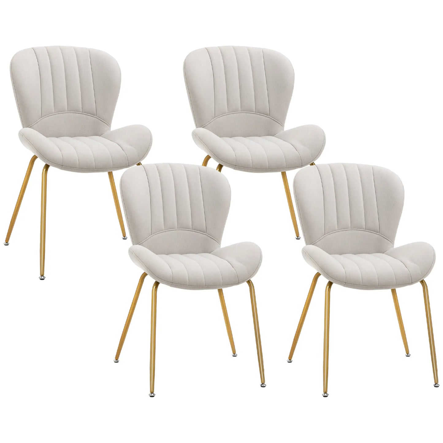 Set of 4, Modern Dining Chair with Cushioned Backrest, Upholstery for Dining Room, Cream White